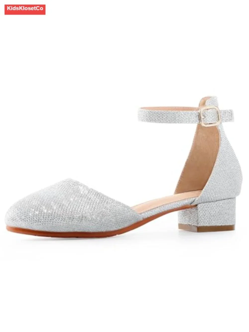 Girls Closed Toe Chunky Heeled Sandals Dress Shoes Ankle Strap Wedding Party